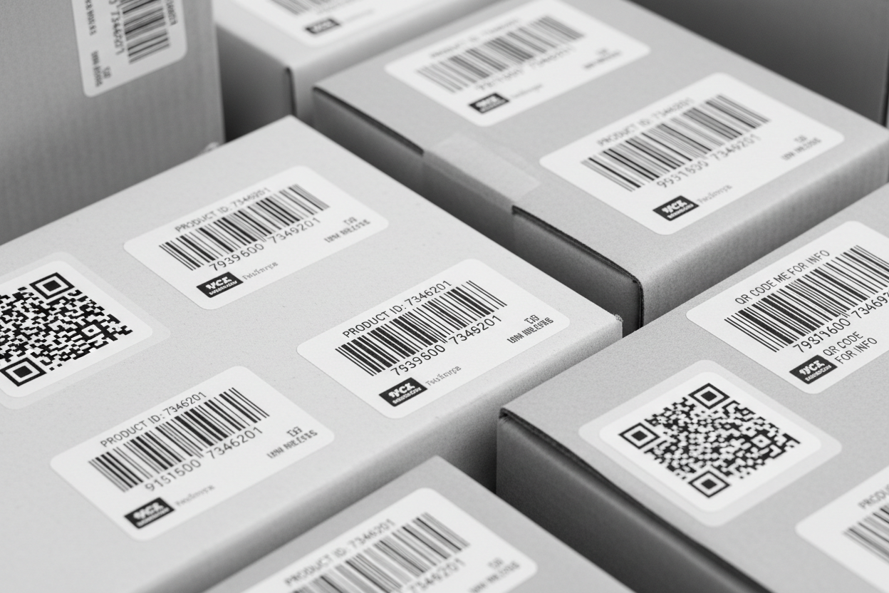 Scherpe barcode en QR-code etiketten op producten