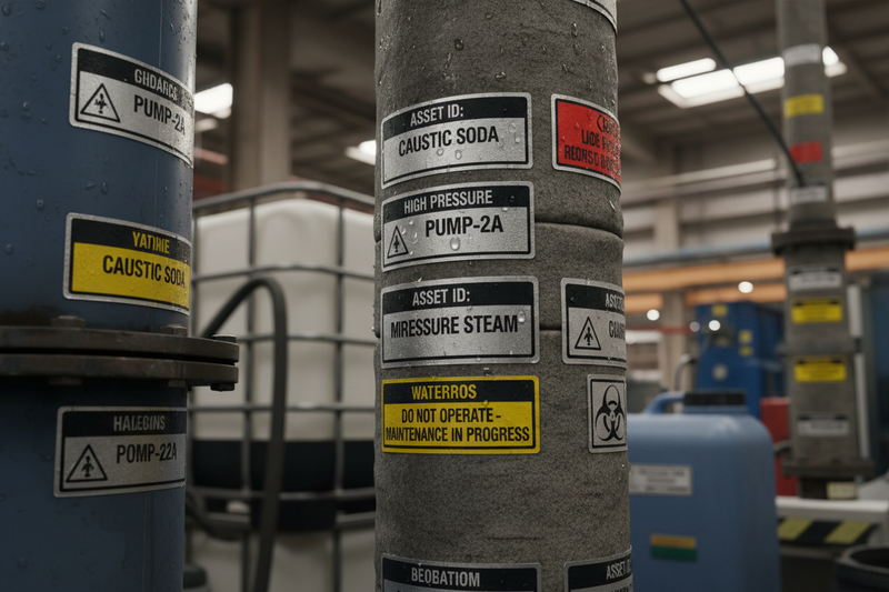 Duurzame industriële etiketten op machines en apparatuur