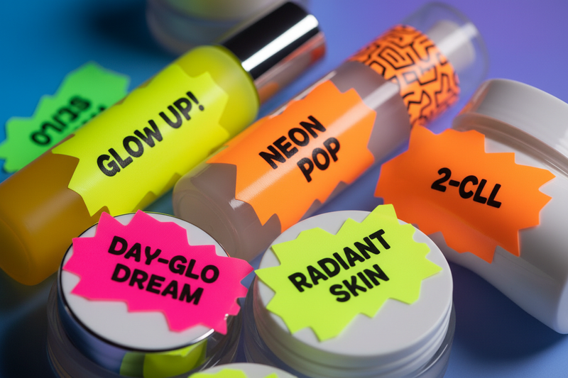 Opvallende fluo-kleurige etiketten in neonkleuren